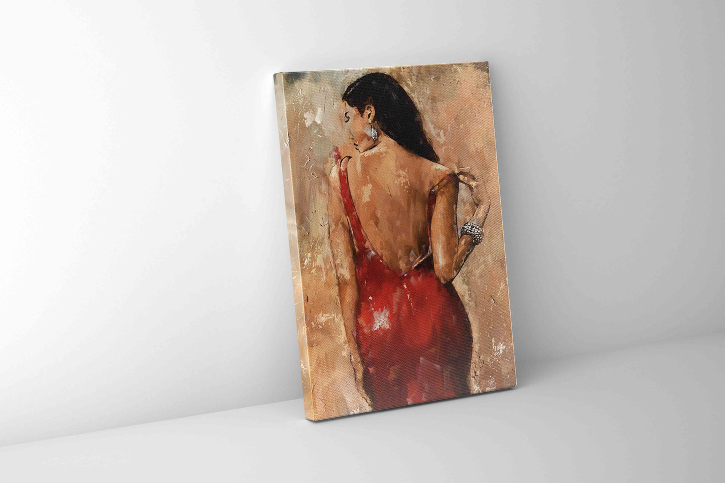Dame en rouge Toile d'art 48X36
