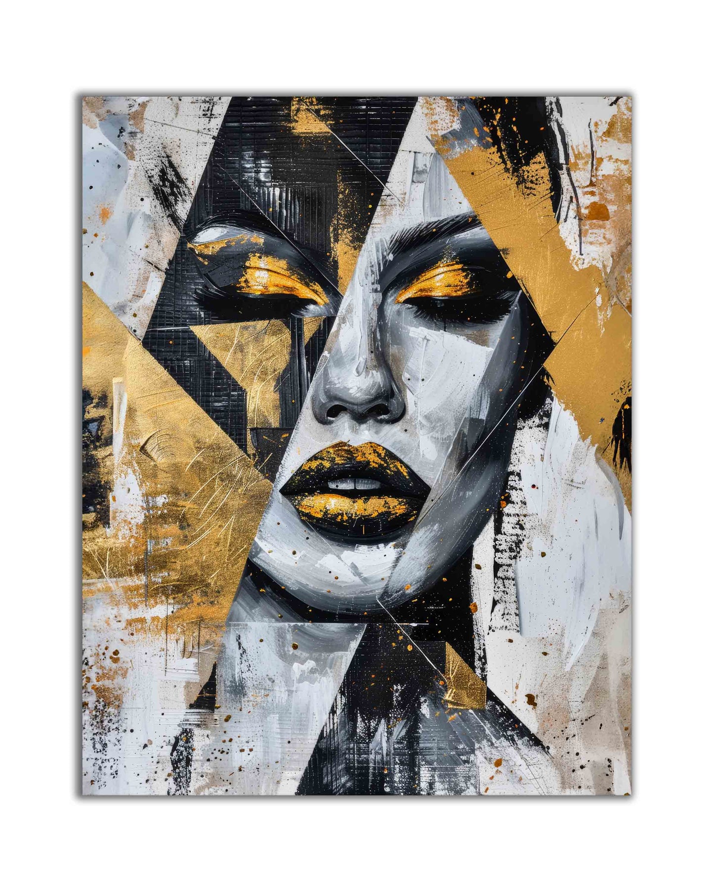 Décoration Murale Visage Or et Noir I