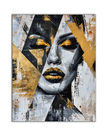 Décoration Murale Visage Or et Noir I