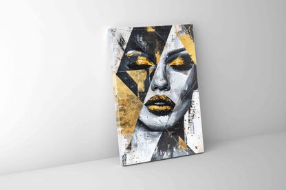 Décoration Murale Visage Or et Noir I