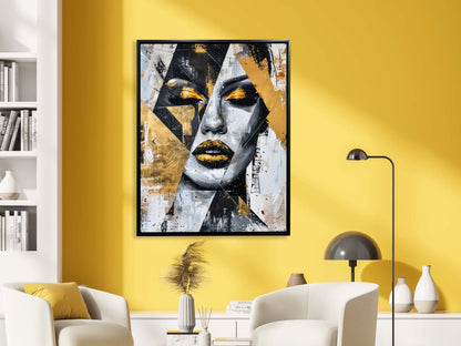 Décoration Murale Visage Or et Noir I