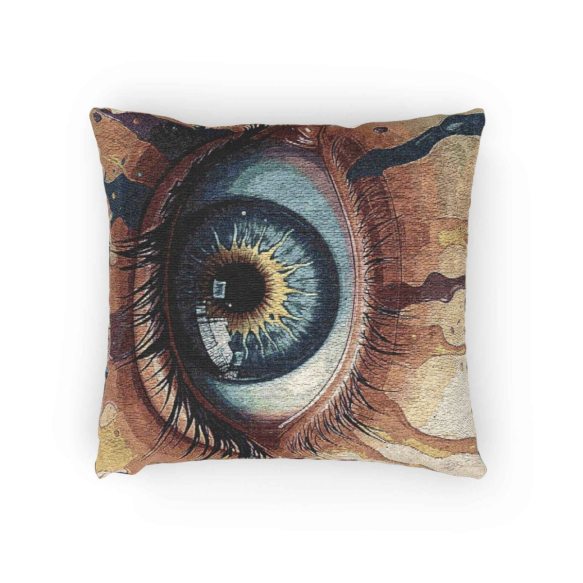 Oreiller tissé "Œil bleu" | Coussin décoratif "L'œil surréaliste"