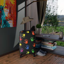 Colorful Handprint Carry-On Suitcase — Kids Travel Luggage with Rainbow Handprints