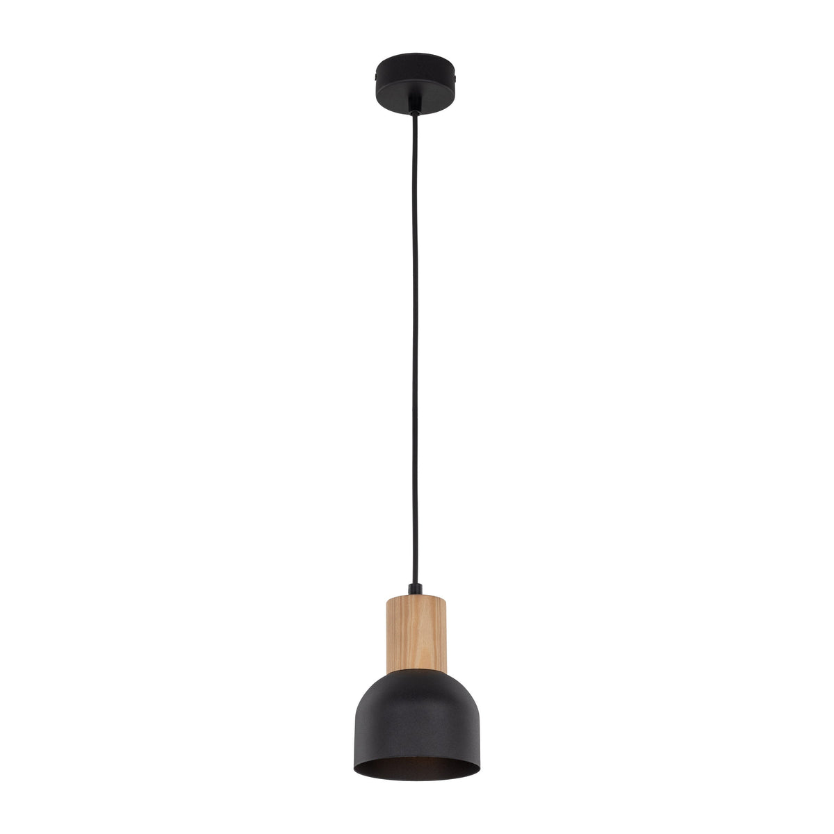 CAIRO Black & Wood Mini Dome Pendant Light for Kitchen Island & Counter