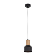 Suspension dôme miniature CAIRO noire et bois pour îlot de cuisine et comptoir