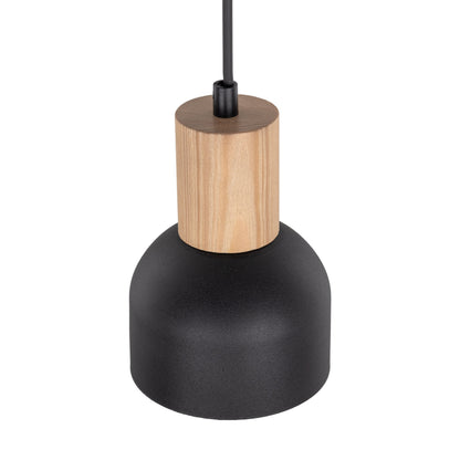 CAIRO Black & Wood Mini Dome Pendant Light for Kitchen Island & Counter