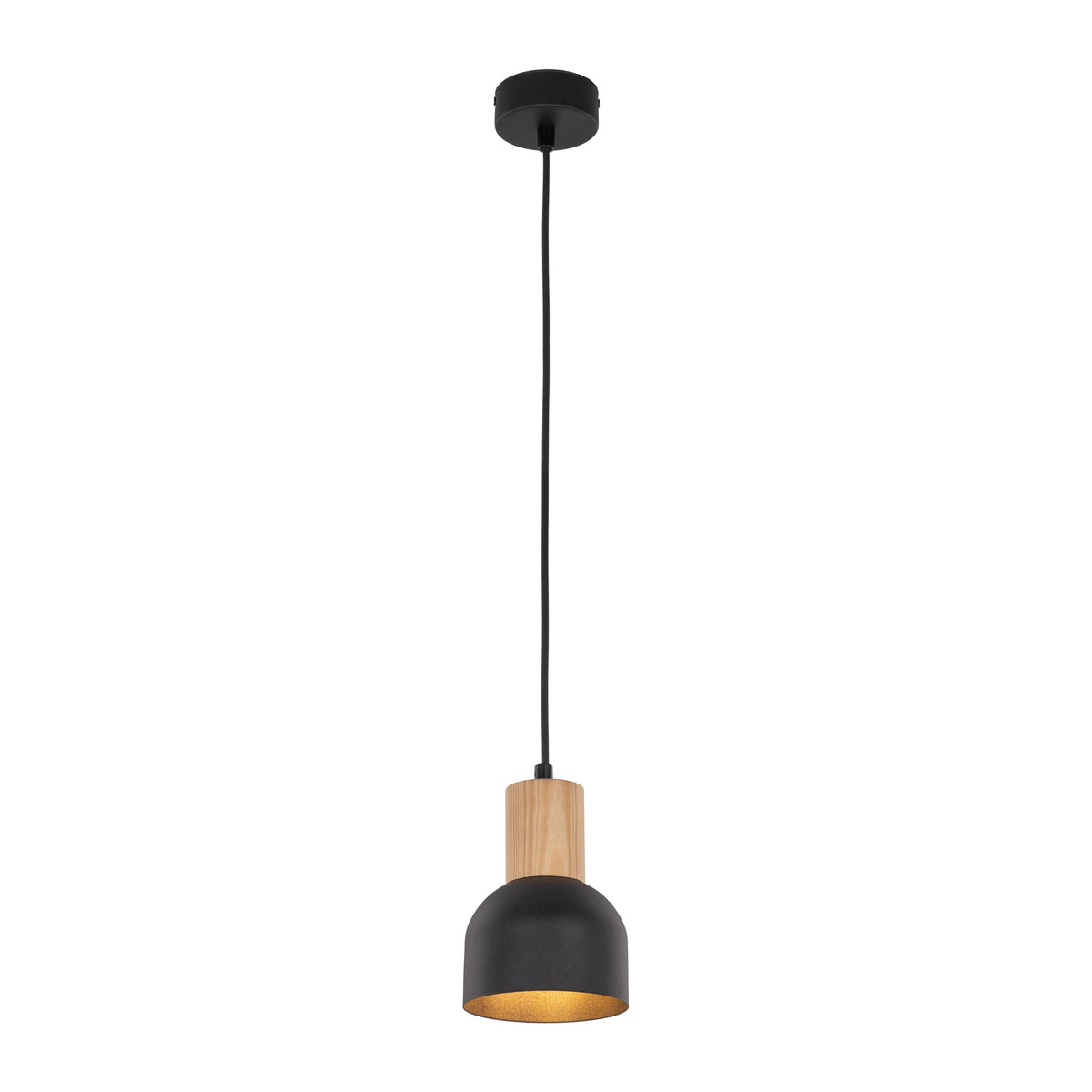 CAIRO Black & Wood Mini Dome Pendant Light for Kitchen Island & Counter