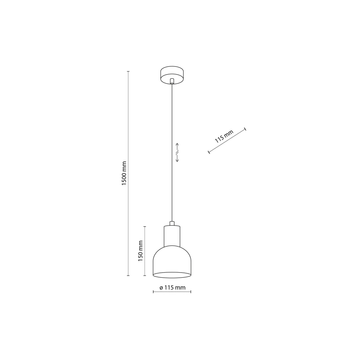 CAIRO Black & Wood Mini Dome Pendant Light for Kitchen Island & Counter