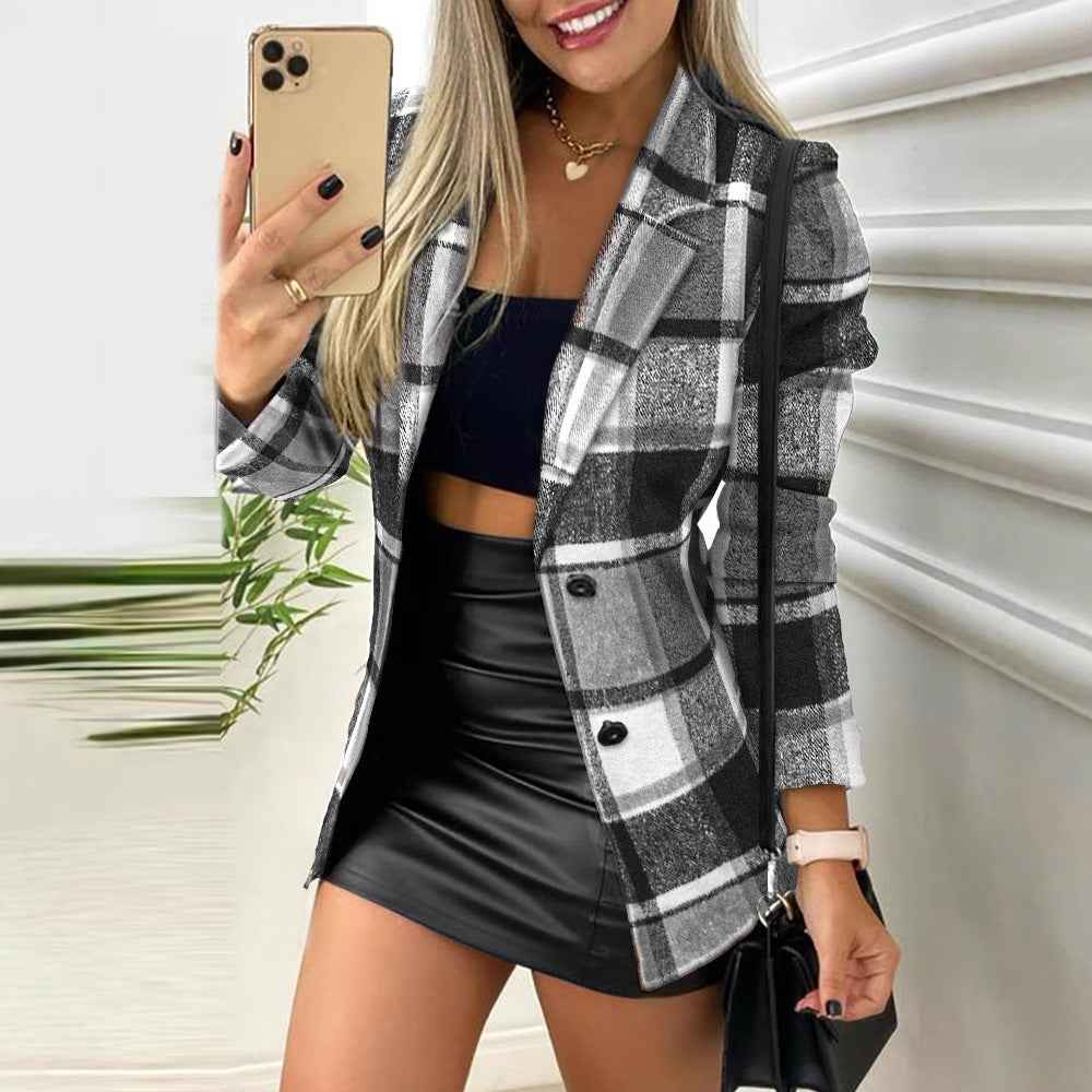 Manteau femme uni à manches longues et col tailleur brossé