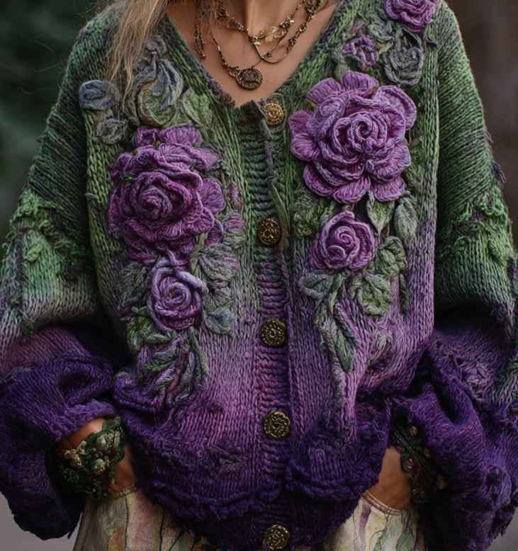 Gilet en maille à effet 3D pour femme