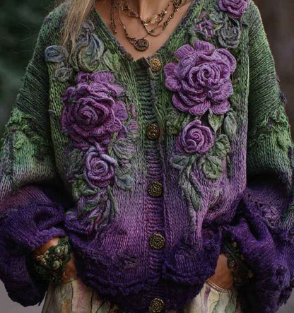 Gilet en maille à effet 3D pour femme