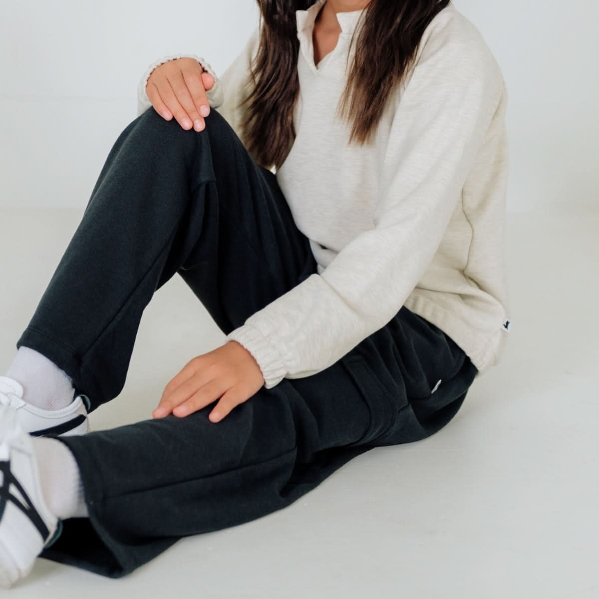 Youth Bamboo Fleece Cargo Pants | Black