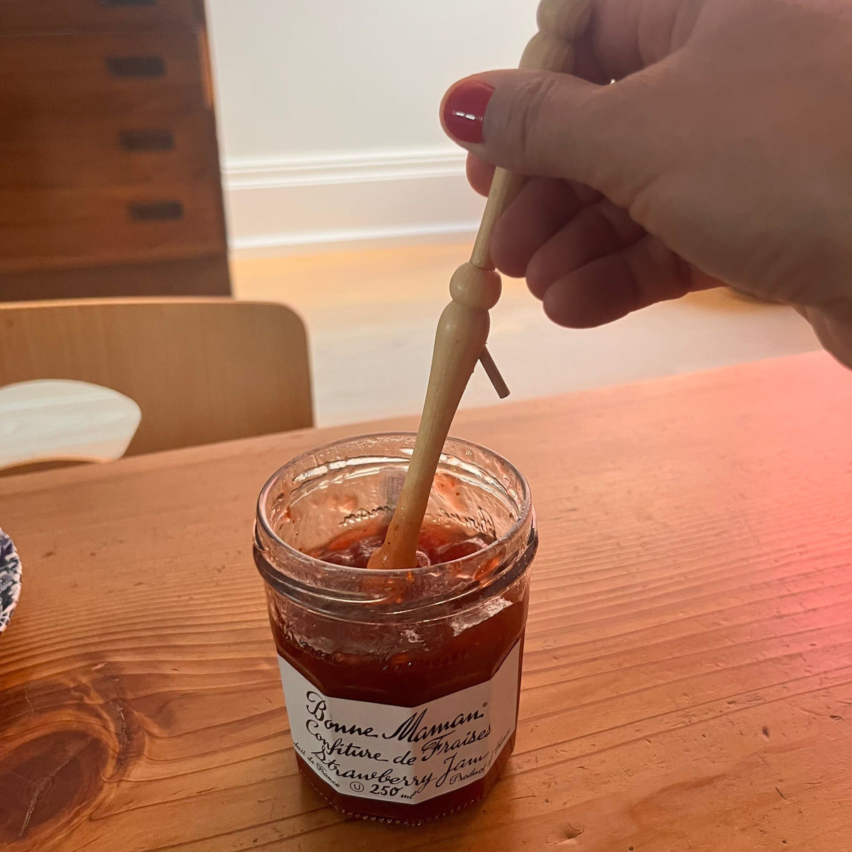 Jam spoon with tenon spoon rest in Boxwood