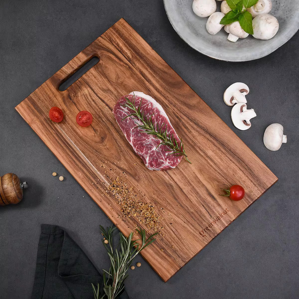 Planche à découper en bois d'acacia – Billot durable et facile à nettoyer pour la cuisine et la salle à manger
