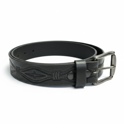 Ceinture de cowboy Ruthless Rustlers | Cuir noir estampillé