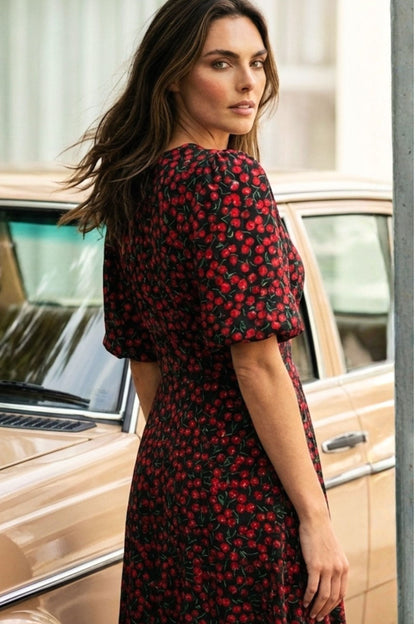 Robe évasée imprimé cerises Cindy