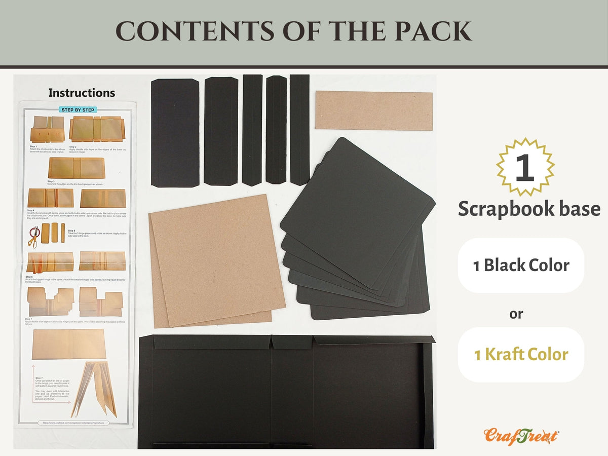 CrafTreat Scrapbook Blanks - Basic 8x8 - Black Color