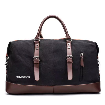 Large Canvas & PU Leather Weekend Duffle Bag – Men's Vintage Travel Carry-On