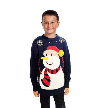 Lot Famille - Pull Bonhomme de Neige avec un Pompom
