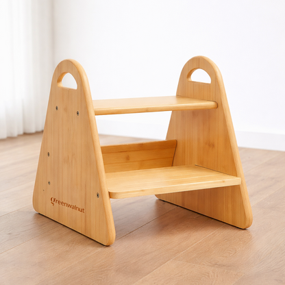 Montessori Wooden Step Stool for Toddlers | 2-Step Kitchen Stool for Kids | Solid Wood Bathroom Stool | Supports Kids Independence