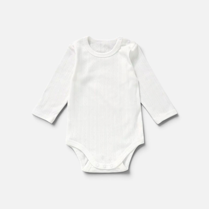 Organic Cotton Pointelle Long Sleeve Romper