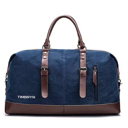 Large Canvas & PU Leather Weekend Duffle Bag – Men's Vintage Travel Carry-On