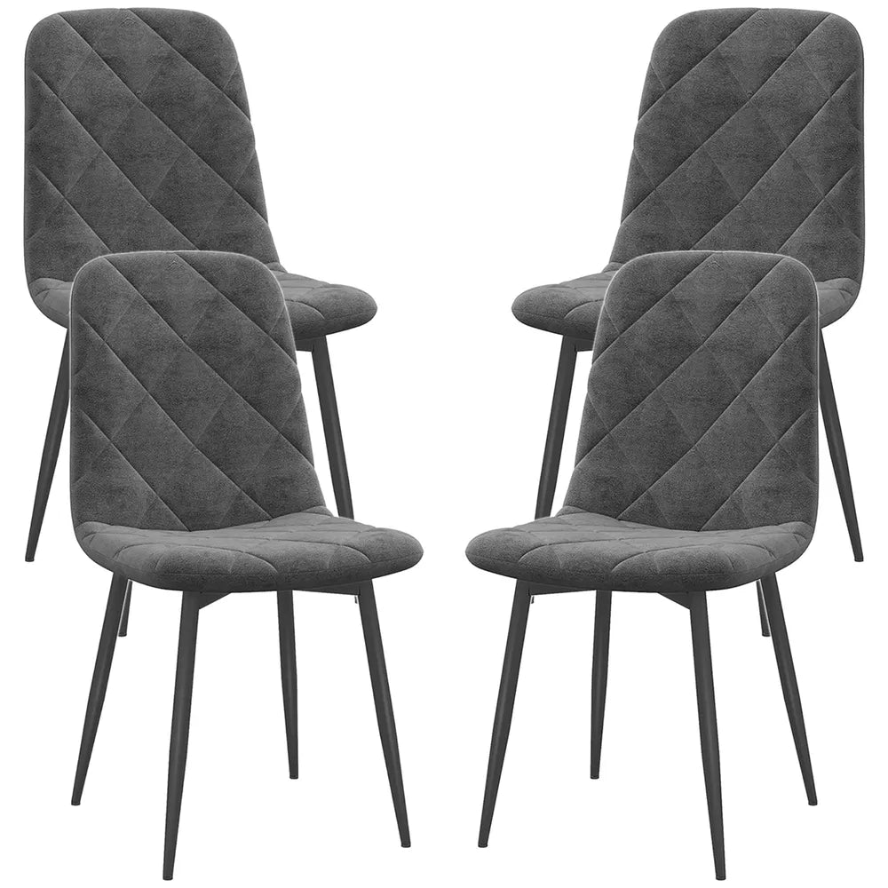 Ensemble de 4 chaises de salle à manger rembourrées grises – Chaises modernes pour cuisine et salle à manger avec pieds en acier (Livraison aux États-Unis et au Canada uniquement)