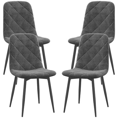 Ensemble de 4 chaises de salle à manger rembourrées grises – Chaises modernes pour cuisine et salle à manger avec pieds en acier (Livraison aux États-Unis et au Canada uniquement)