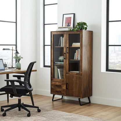 Arezzo mango wood cabinet with glass doors