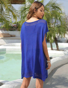 Robe Cache-maillot Été Col V Évidé Ample Robes de Plage Vacances en Bord de Mer Pour Femme