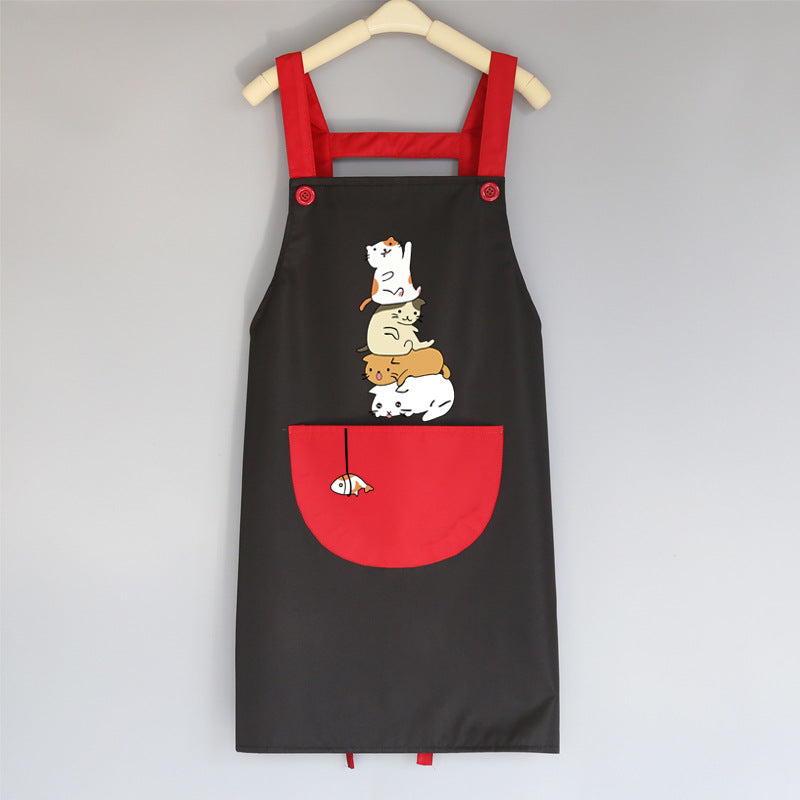Tablier de cuisine coréen mignon pour femme adulte, résistant à l'eau et à l'huile.