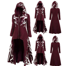 Veste cape gothique d'Halloween pour femme – Manteau de costume à manches longues zippé et imprimé