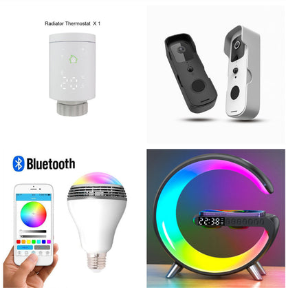 New Intelligent G Shaped LED Lamp Bluetooth Speake Wireless Charger Atmosphere Lamp App Control For Bedroom Home Decor