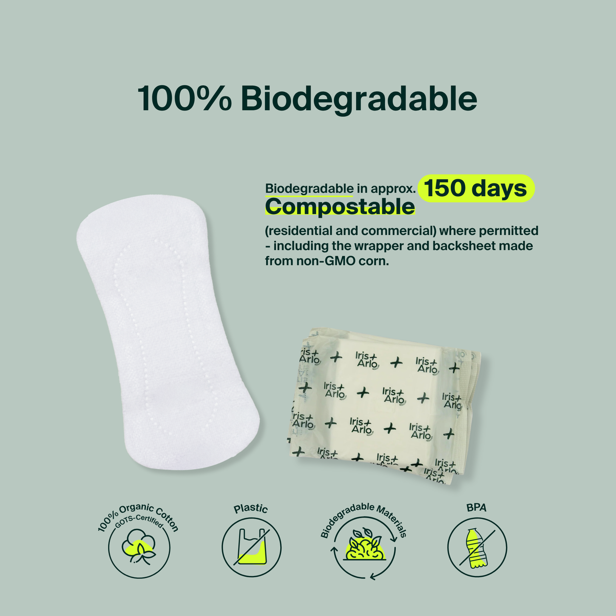 100% Organic Cotton Long Pantyliners