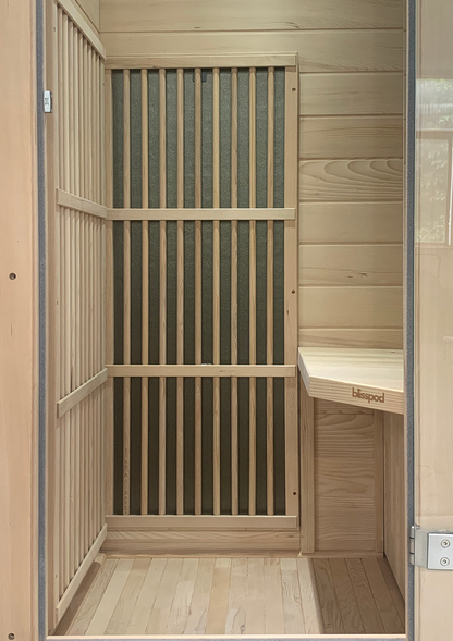 Blisspod | Vienne | Sauna infrarouge lointain | Pruche du Canada très faible champ électromagnétique | 185 cm H x 90 cm L x 65 cm P | 1 personne