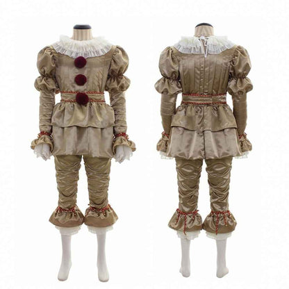 Ensemble de costume de clown pour femme – Tenue de bouffon pour fête d'Halloween avec accessoires