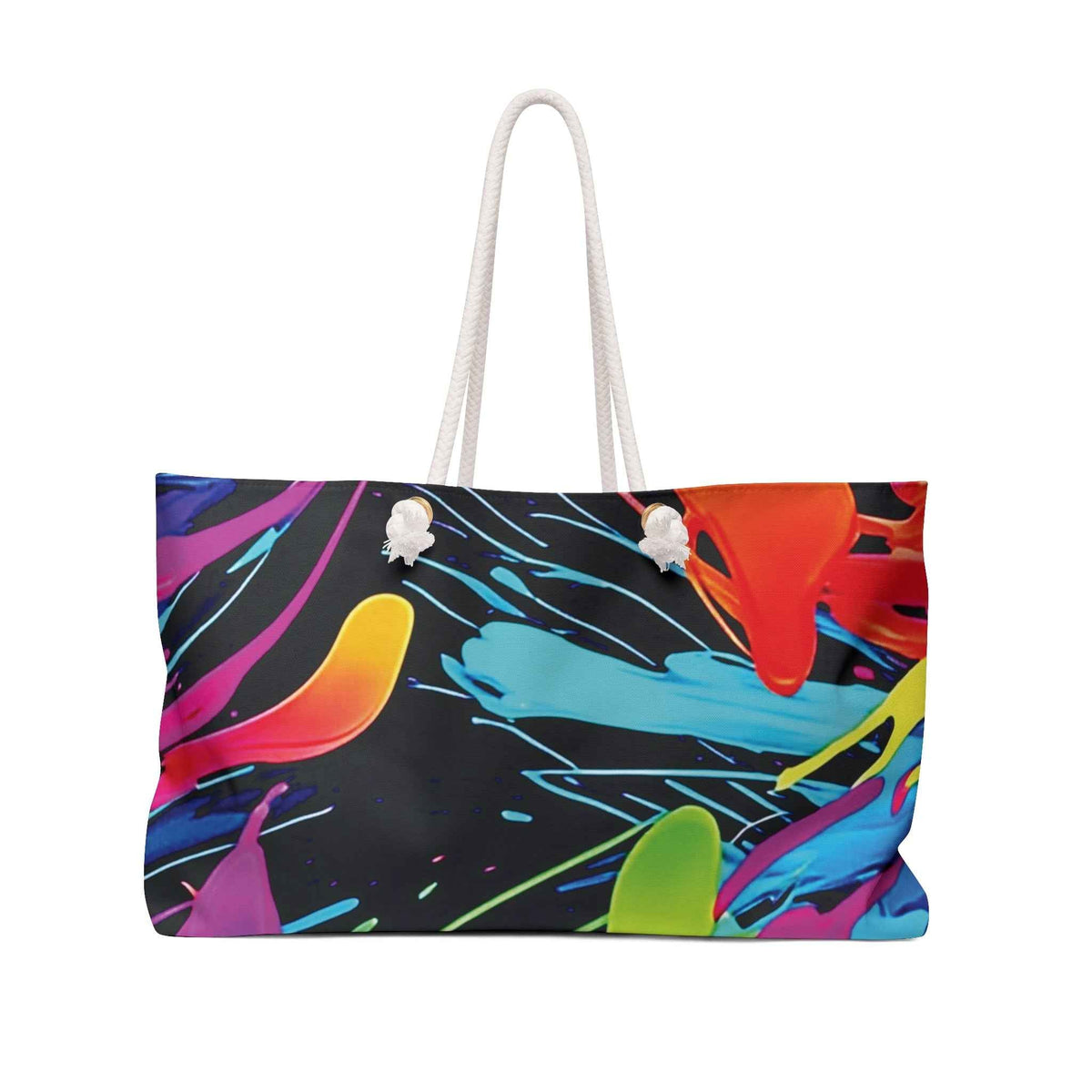 Sac de voyage éclaboussures de peinture néon | Cabas abstrait coloré | Grand cabas