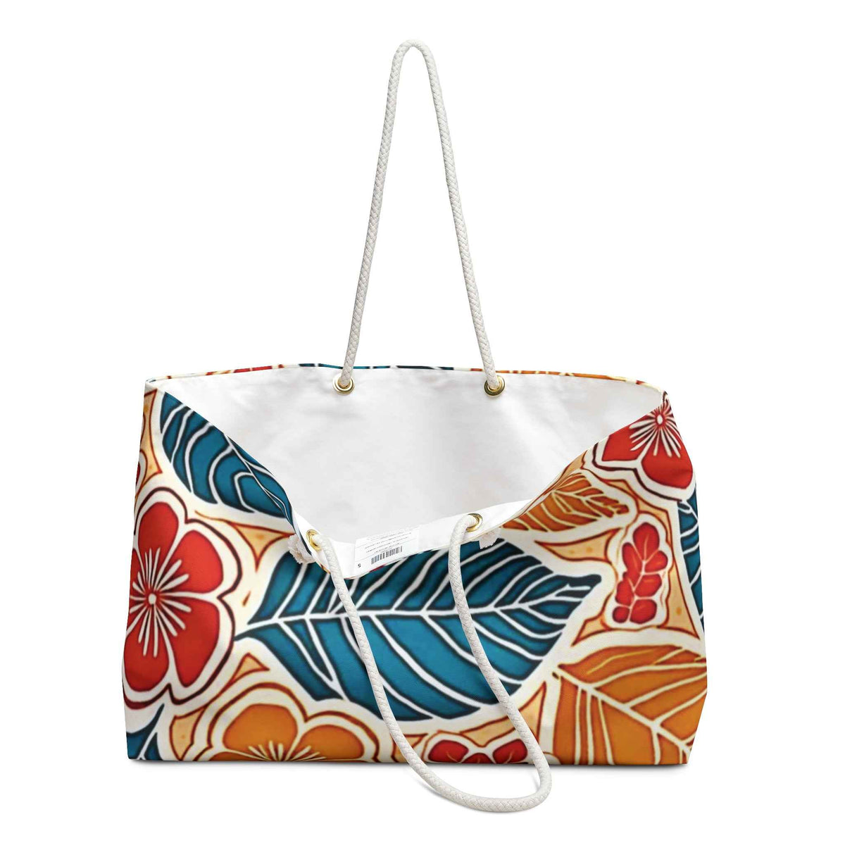 Grand sac de voyage à motifs floraux tropicaux | Sac cabas hibisicus bleu et orange
