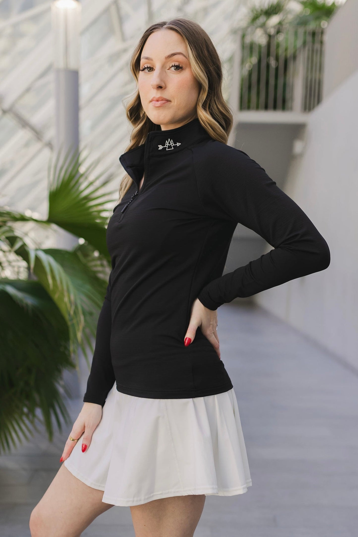 Haut à manches longues avec demi-zip – FEMME