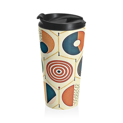 Mug de voyage à motif géométrique Mid-Century | Motif cercle rétro