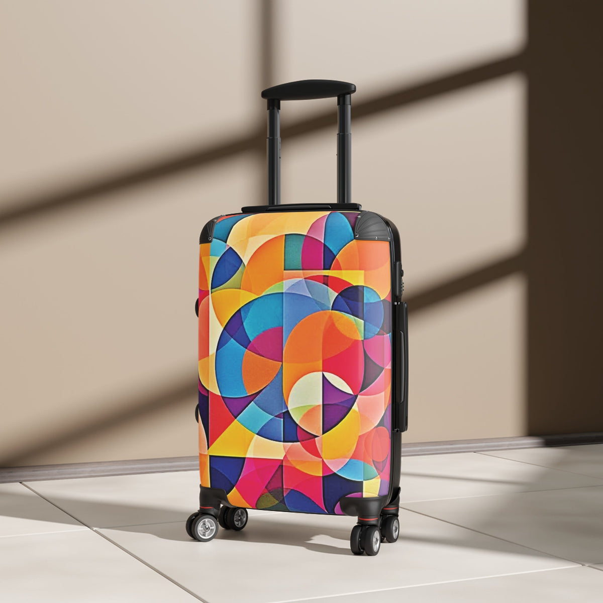 Valise Cabine Géométrique Colorée — Bagage de Voyage Abstrait Moderne