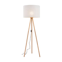 TOKYO Natural Linen & Wood Tripod Floor Lamp for Living Room, Bedroom & Reading Nook