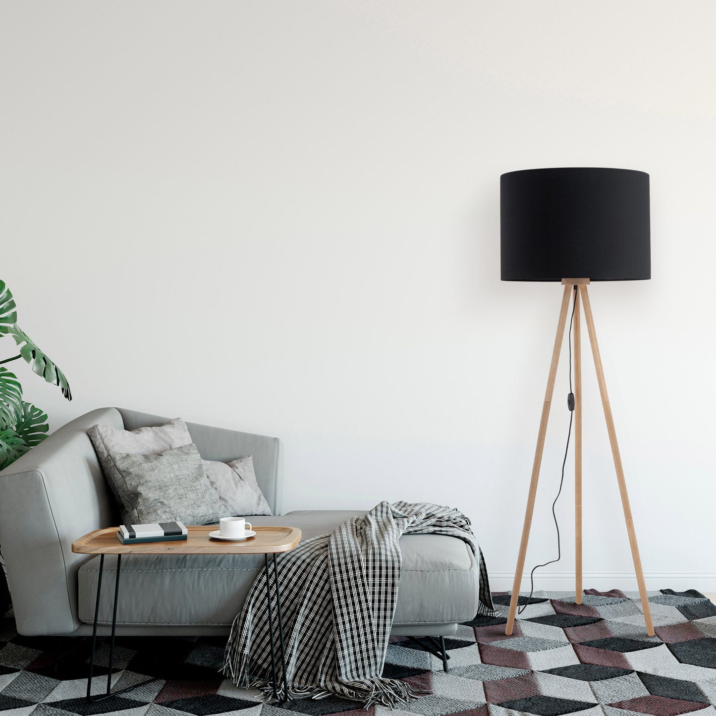 Lampadaire en bois et lin TOKYO pour salon et chambre