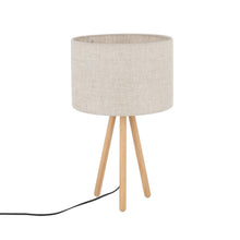 TOKYO Natural Linen & Wood Tripod Table Lamp for Bedroom & Nightstand