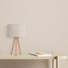 TOKYO Natural Linen & Wood Tripod Table Lamp for Bedroom & Nightstand