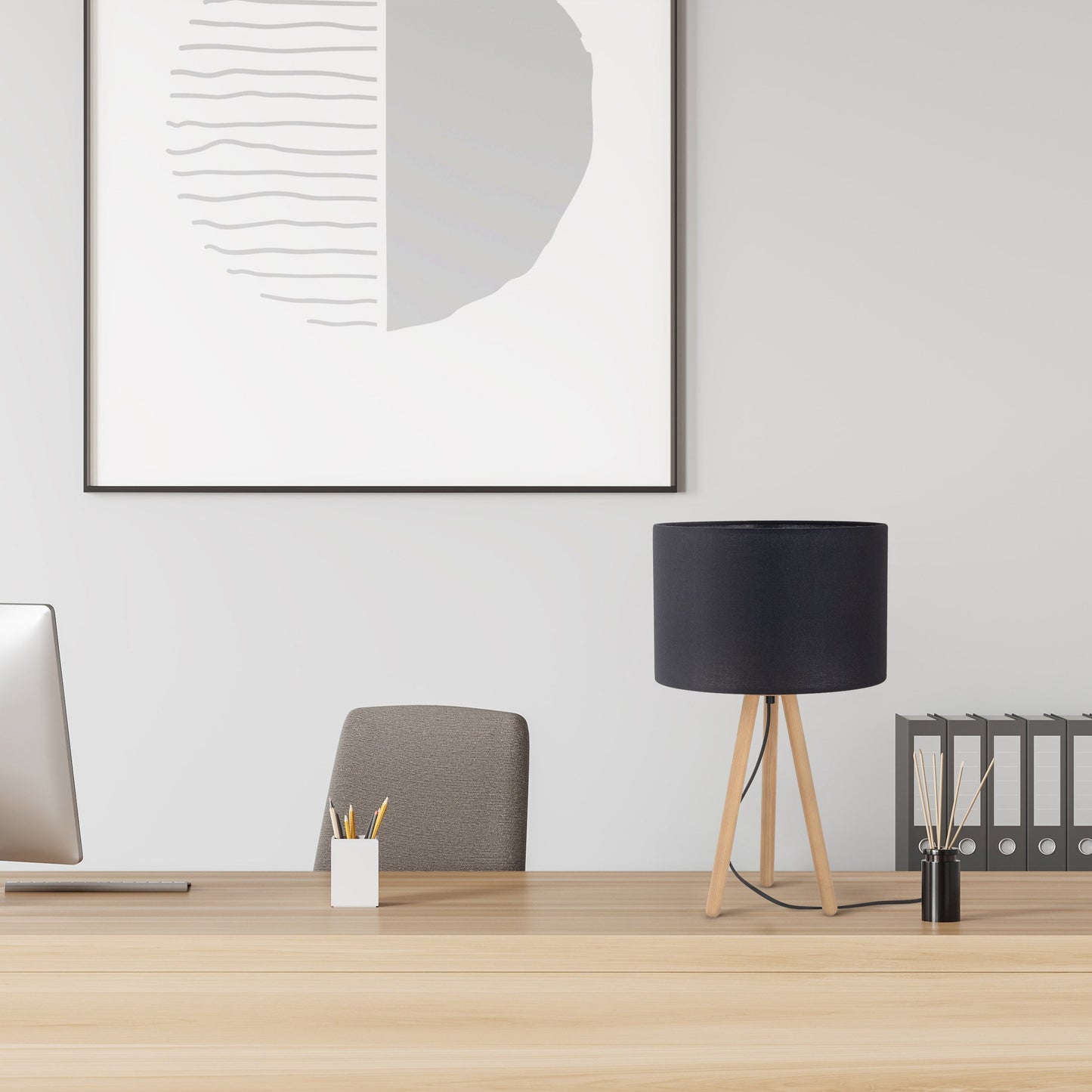 Lampe de chevet et de chambre Tokyo sur trépied en bois (Liquidation)