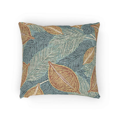 Coussin Tressé Feuille Tropicale | Jeté Décoratif Bohème Bleu Sarcelle Rouille