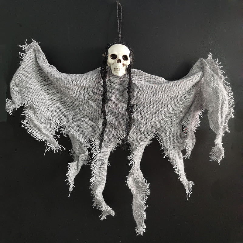Décoration de crâne suspendu effrayant – Décoration de squelette fantôme d'Halloween pour intérieur et extérieur