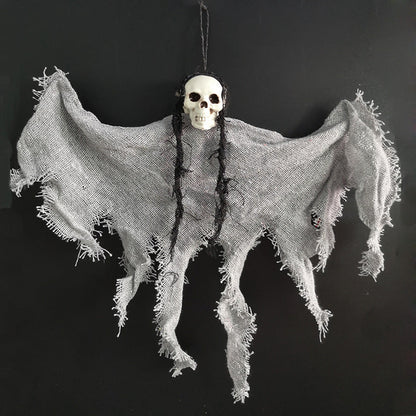 Décoration de crâne suspendu effrayant – Décoration de squelette fantôme d'Halloween pour intérieur et extérieur