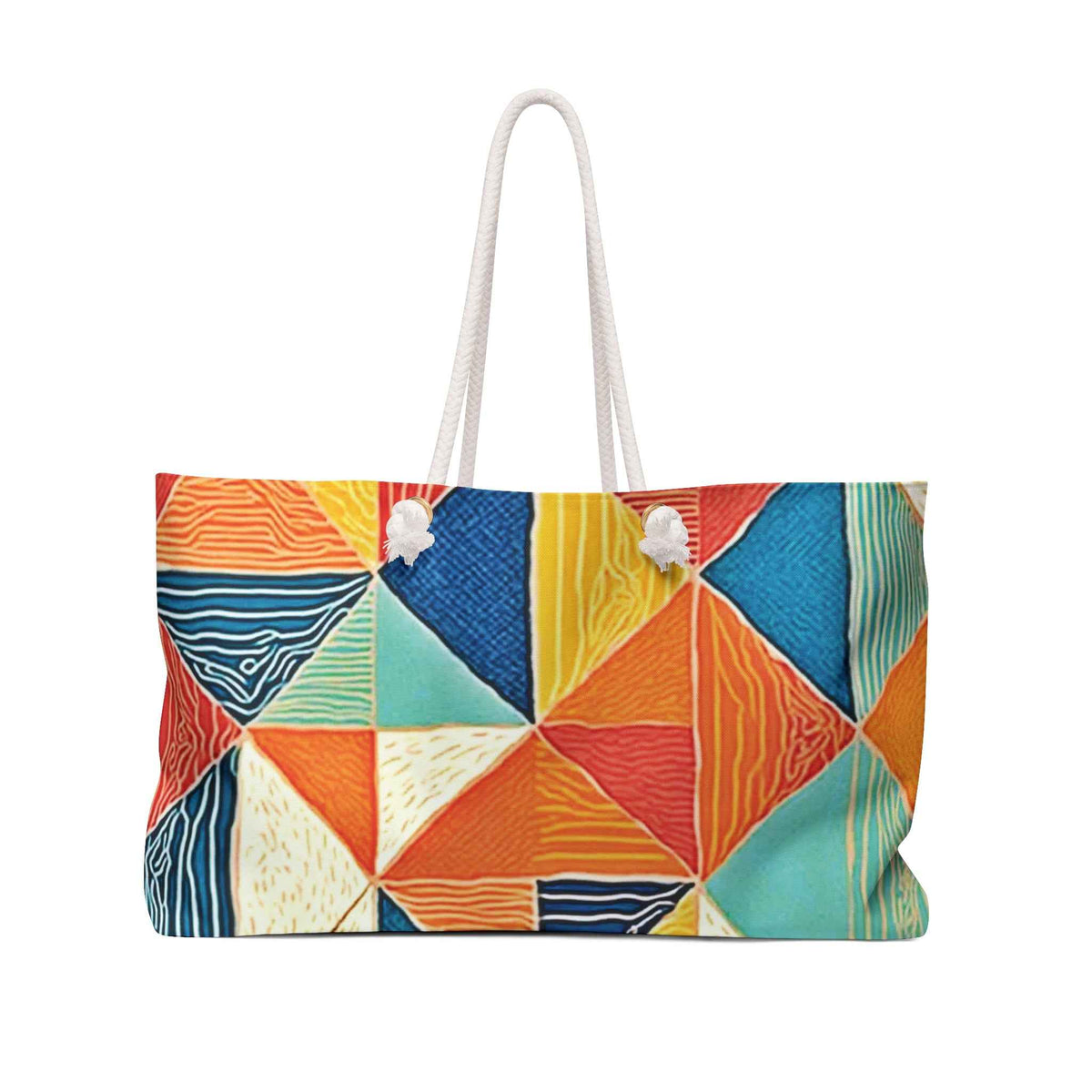 Sac de voyage motif géométrique triangles colorés | Sac de plage | Grand cabas | Sac de maternité